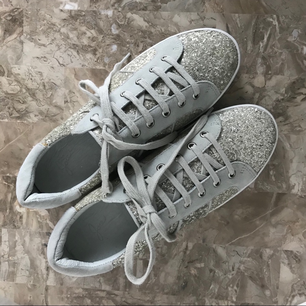 Joie Dakota glitter Sneakers suede sparkly women’s shoes  size 36 latte sneaker